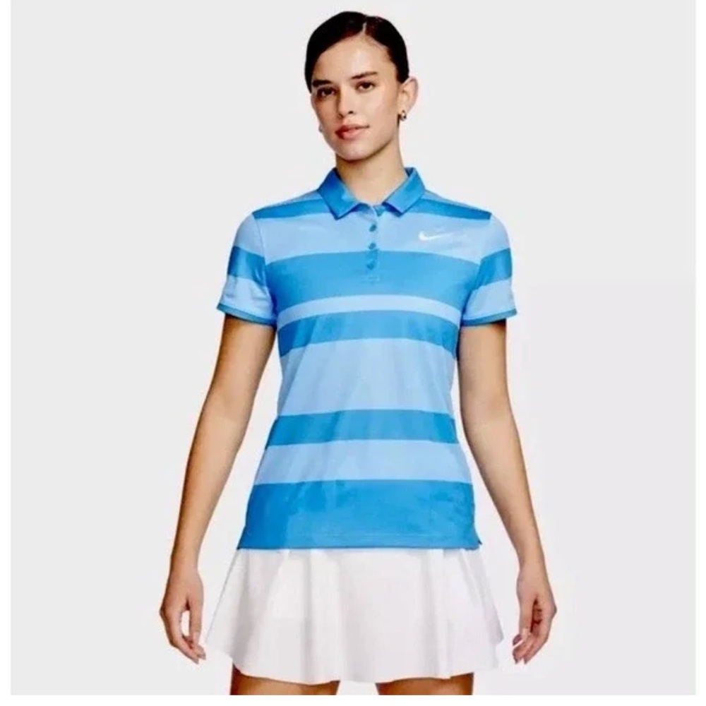 Nike Polo Shirt Womens Small Bold Striped Golf Top Retro Classic
